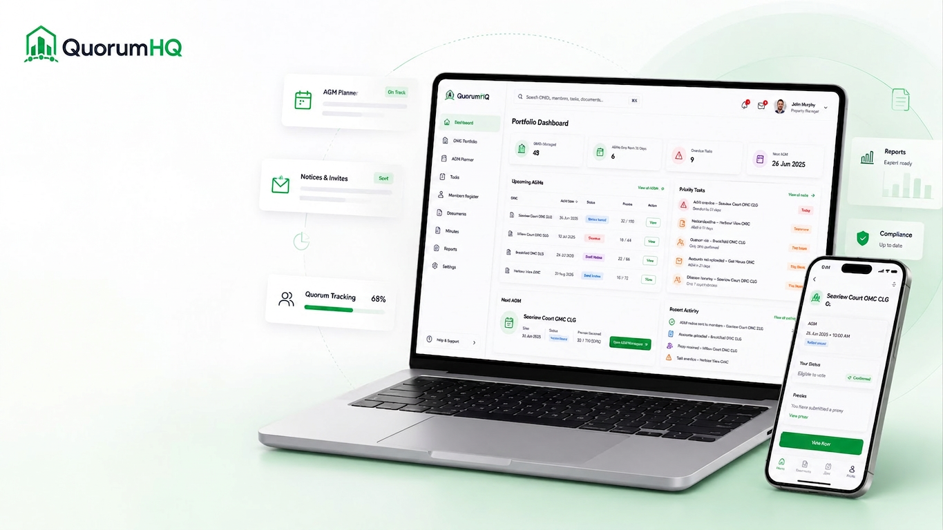 QuorumHQ portfolio dashboard and member portal